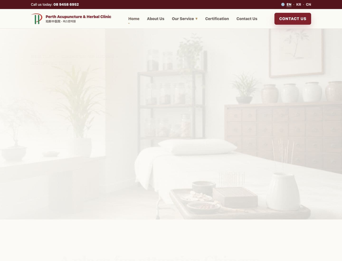 Perth Acupuncture website homepage